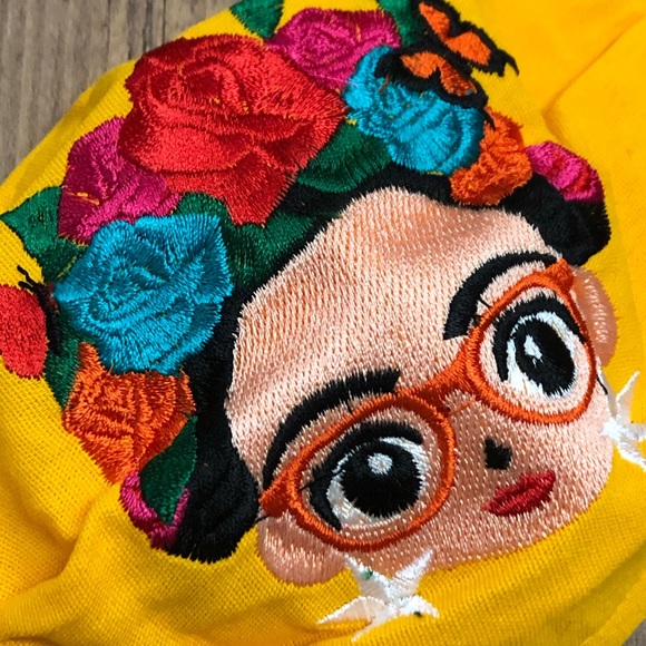 Frida Khalo Embroidered Face Mask Mexican Folk - Picture 2 of 4